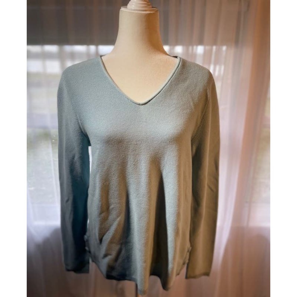 Talbots Size Medium‎ Women's Sweater V-Neck Seafoam Green 100% Cotton